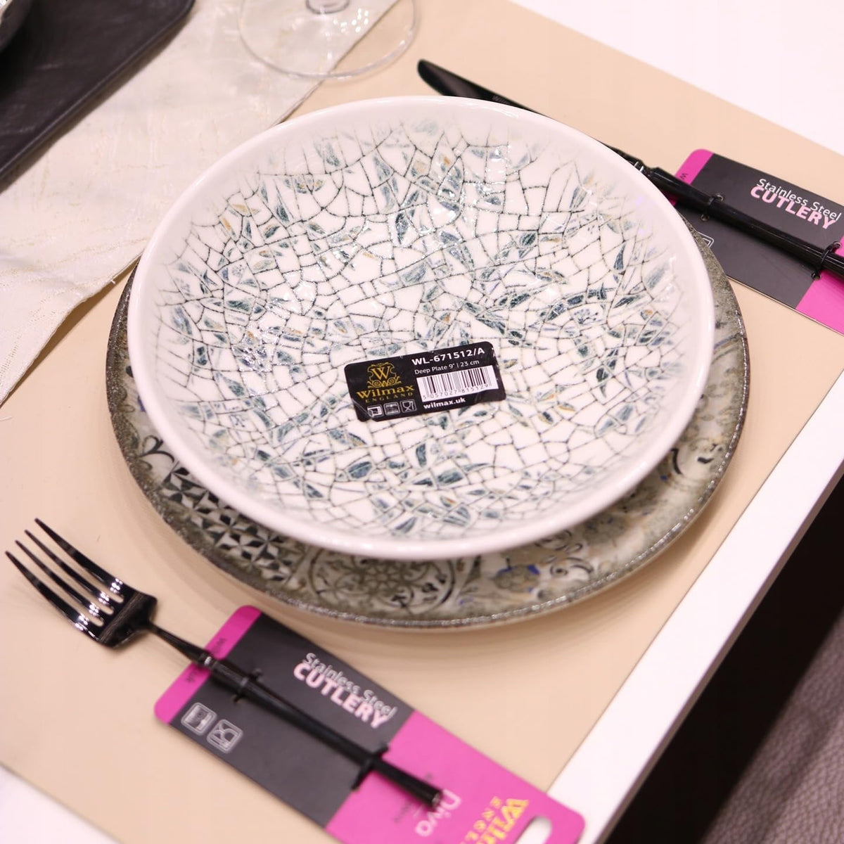 Wilmax Diep Bord 23 cm Crackle 2-delige Set A2