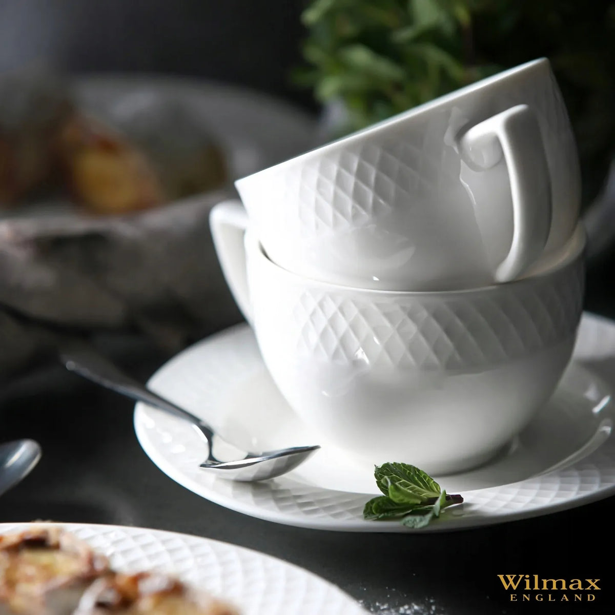 Wilmax Kop en schotel Wit Porselein 240ml, 6-delig