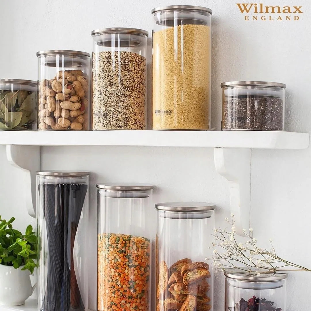 Wilmax Voorraadpot 2L, RVS Deksel, Transparant