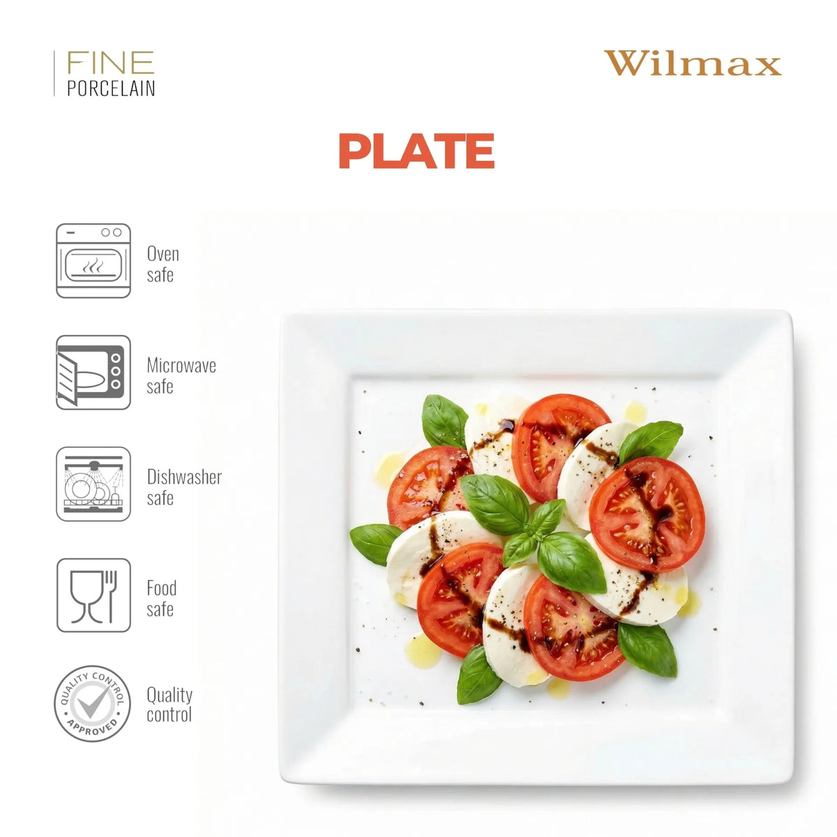 Wilmax England Porselein Serveerplateau Wit 29.5x29.5cm