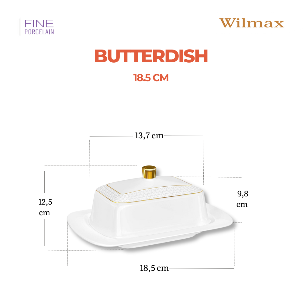 Wilmax England Boterdoos Porselein Goudrand