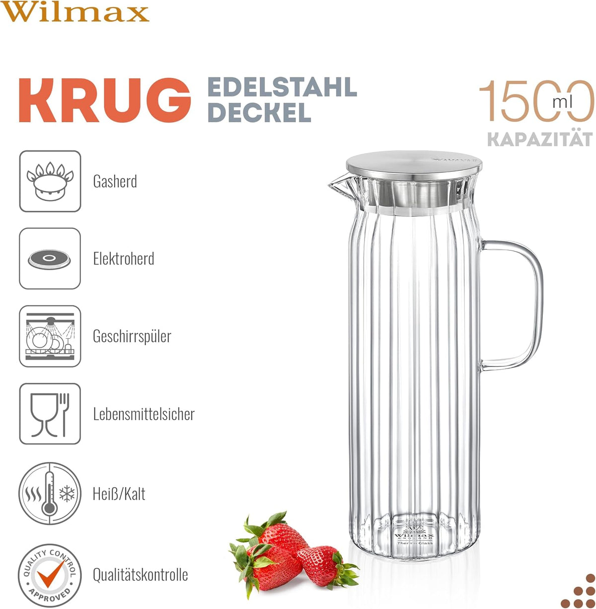 Wilmax Thermokaraf 1500 ml met RVS Deksel
