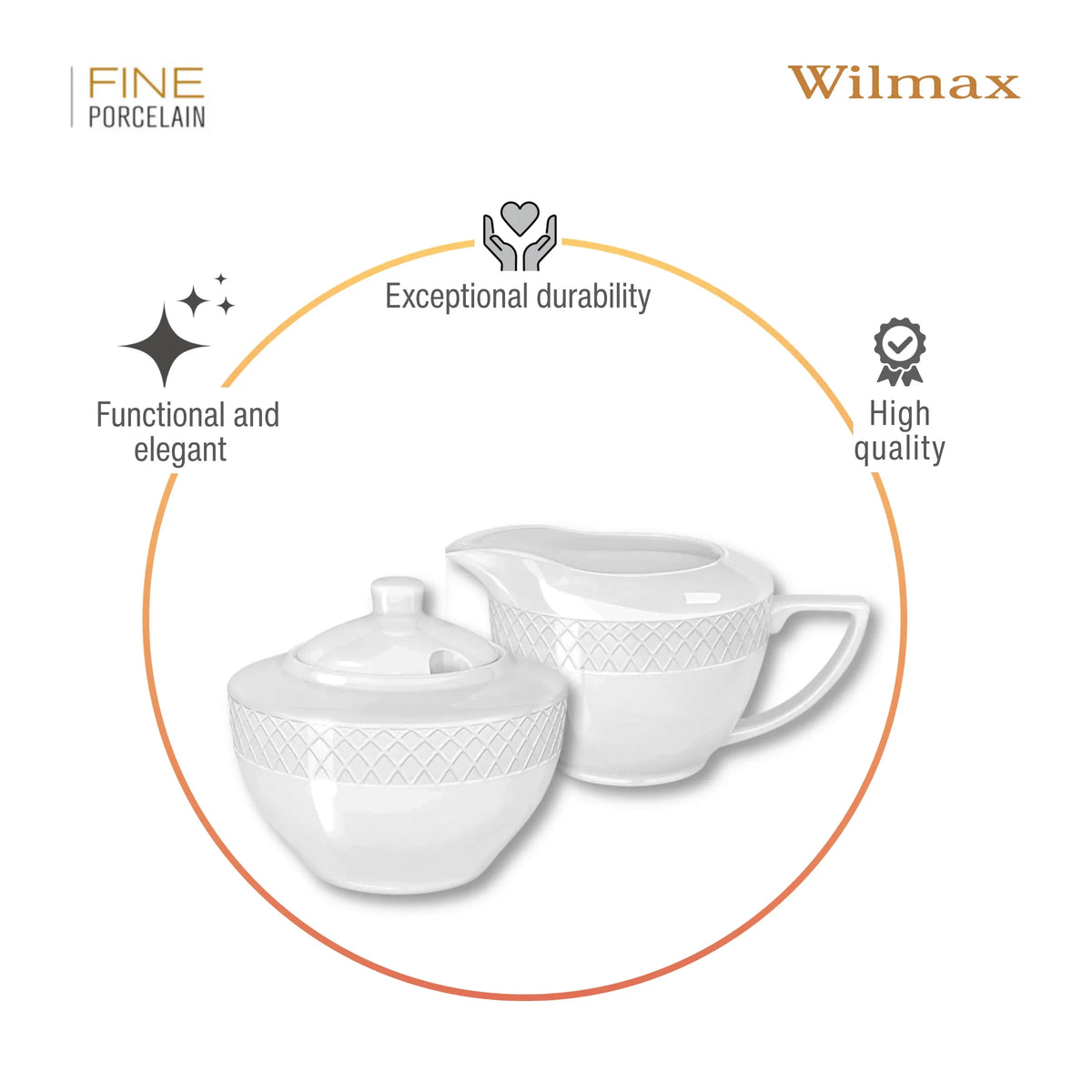 Wilmax Suiker & Roomset 2-delig Wit Porselein