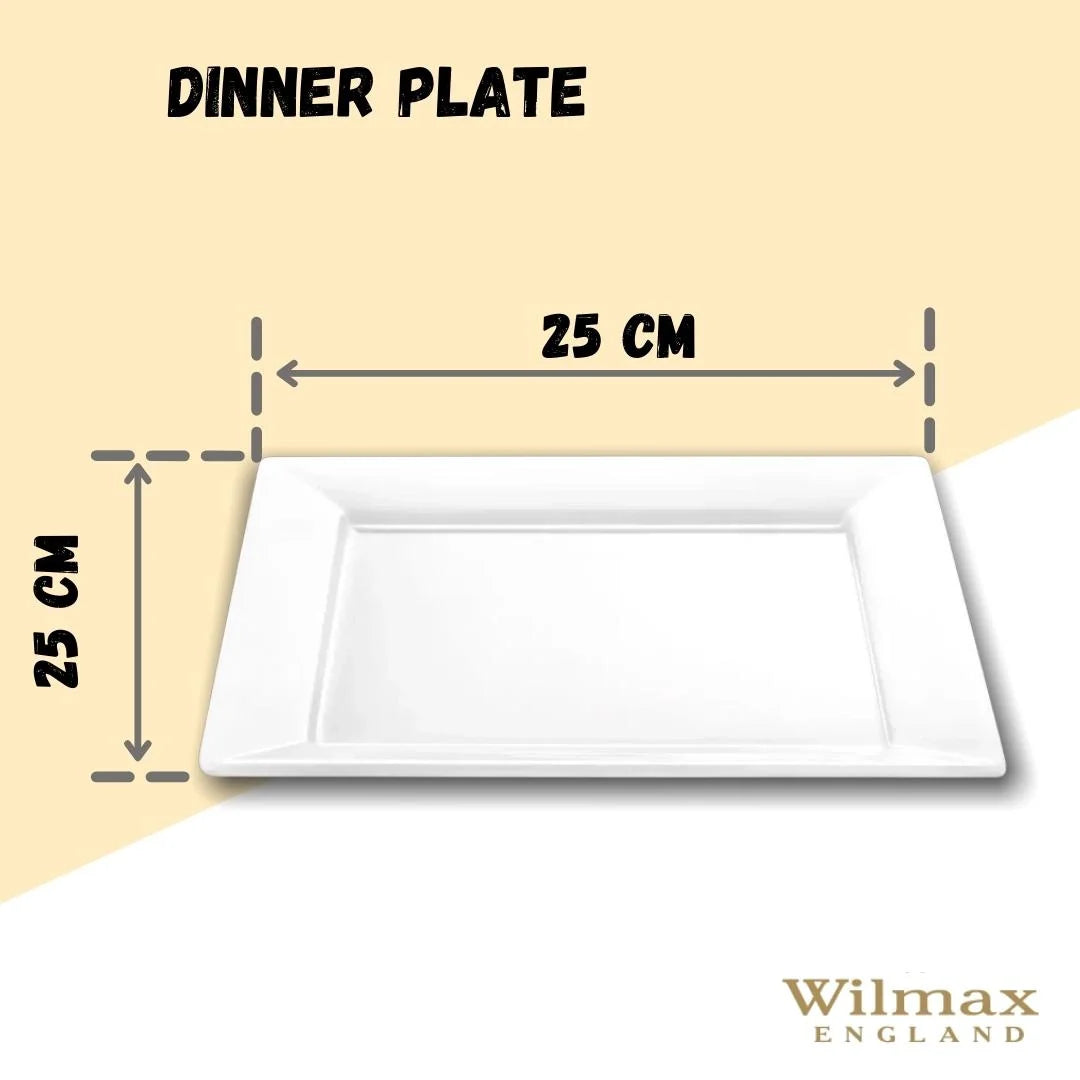 Wilmax Eetbord 25 x 25 cm van Porselein, Wit WL-991223/A