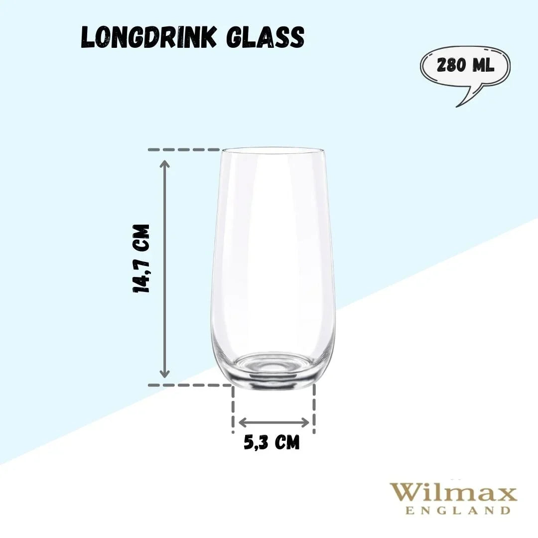Wilmax Longdrinkglas 500 ml Kristalglas Transparant 2-delige set
