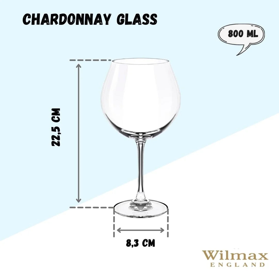 Wilmax England Wijnglas Kristalglas 800 ml Transparant Set van 6