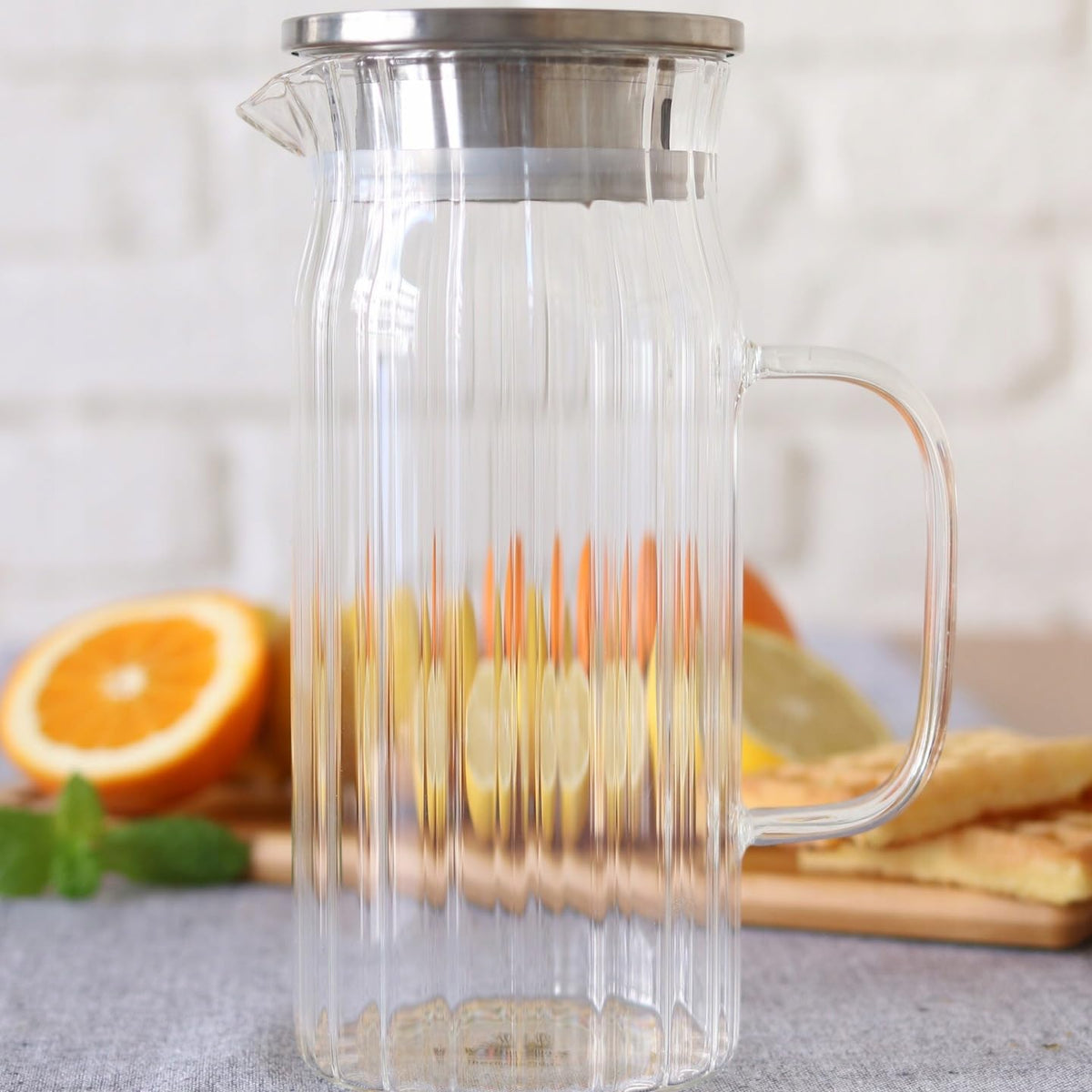 Wilmax Thermoglas Kan 1000 ml RVS Deksel Transparant