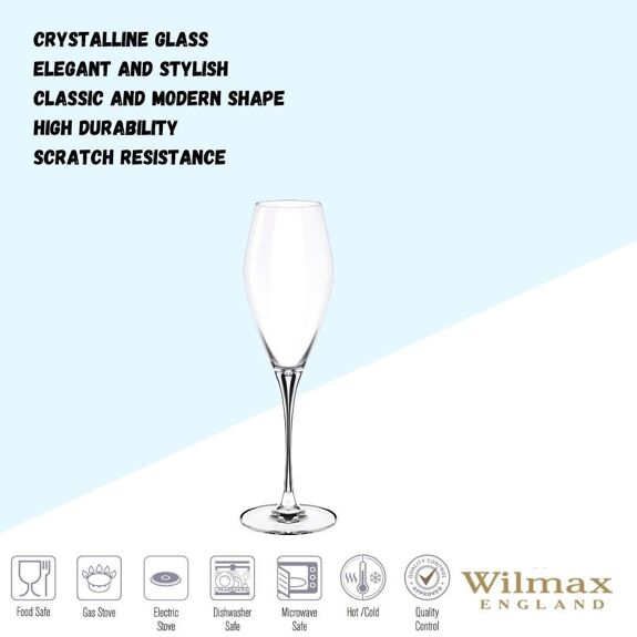 Wilmax Champagnerflöten 2-teilig, 290 ml, elegantes Kristallglas – WL-888050/2C