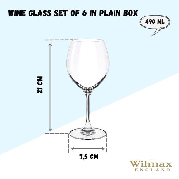 Wilmax Wijnglas 490 ml Kristalglas 6-delige set WL-888010/6A