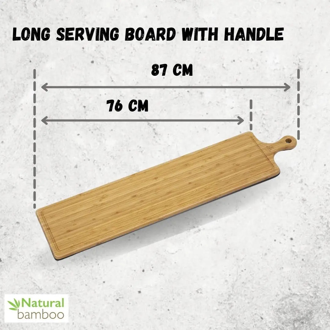 Wilmax Bamboe Serveerplank met handgreep 87x20 cm Natuur
