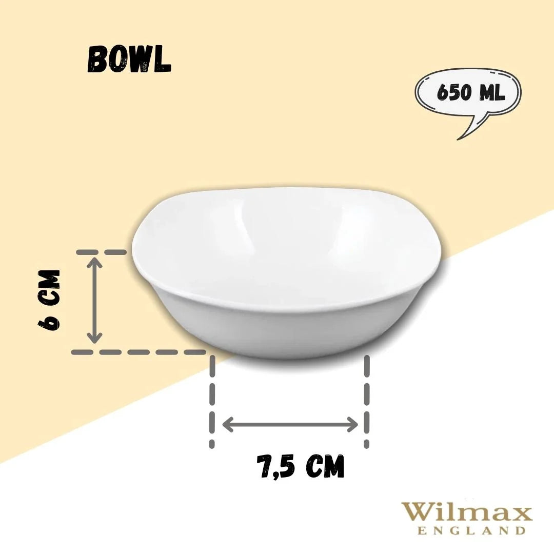 Wilmax England Schaal 650 ml 16.5x16.5 cm Porselein Wit WL-992001/A
