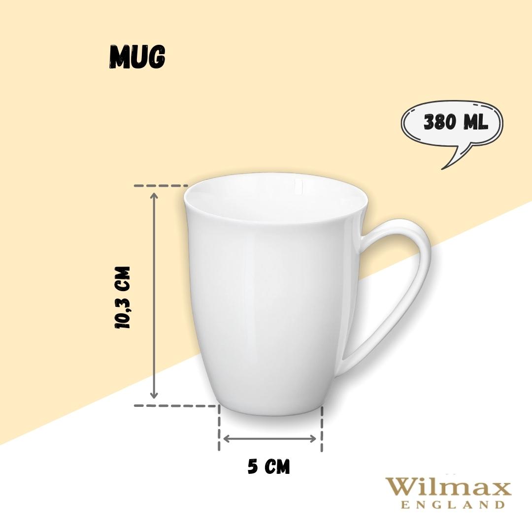 Wilmax Porzellan Kaffeetassen Set 4er 380ml Weiß Modernes Kaffeebecher Set WL-993014/A4