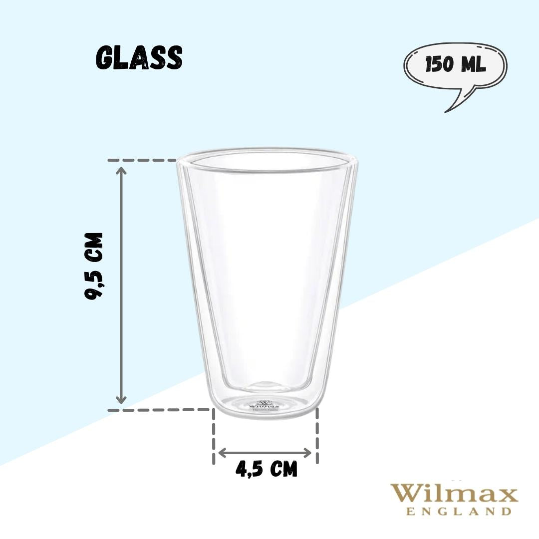 Wilmax Dubbelwandig Glas 150 ml Transparant WL-888702/A