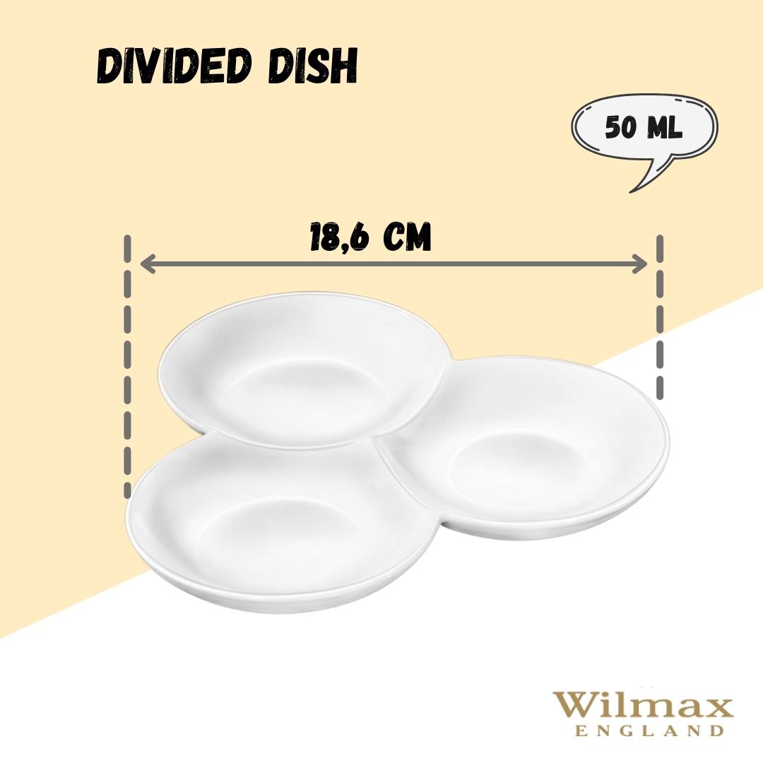 Wilmax Geteilter Teller Weiß 18 cm – für Snacks & Beilagen – WL-992614/A