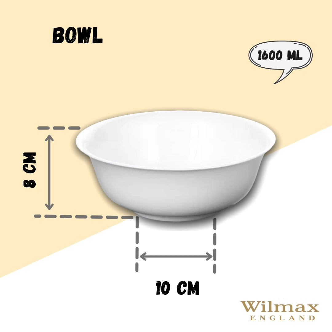 Wilmax England Porseleinen Schaal 1600 ml 20 cm Wit Set van 2 A2