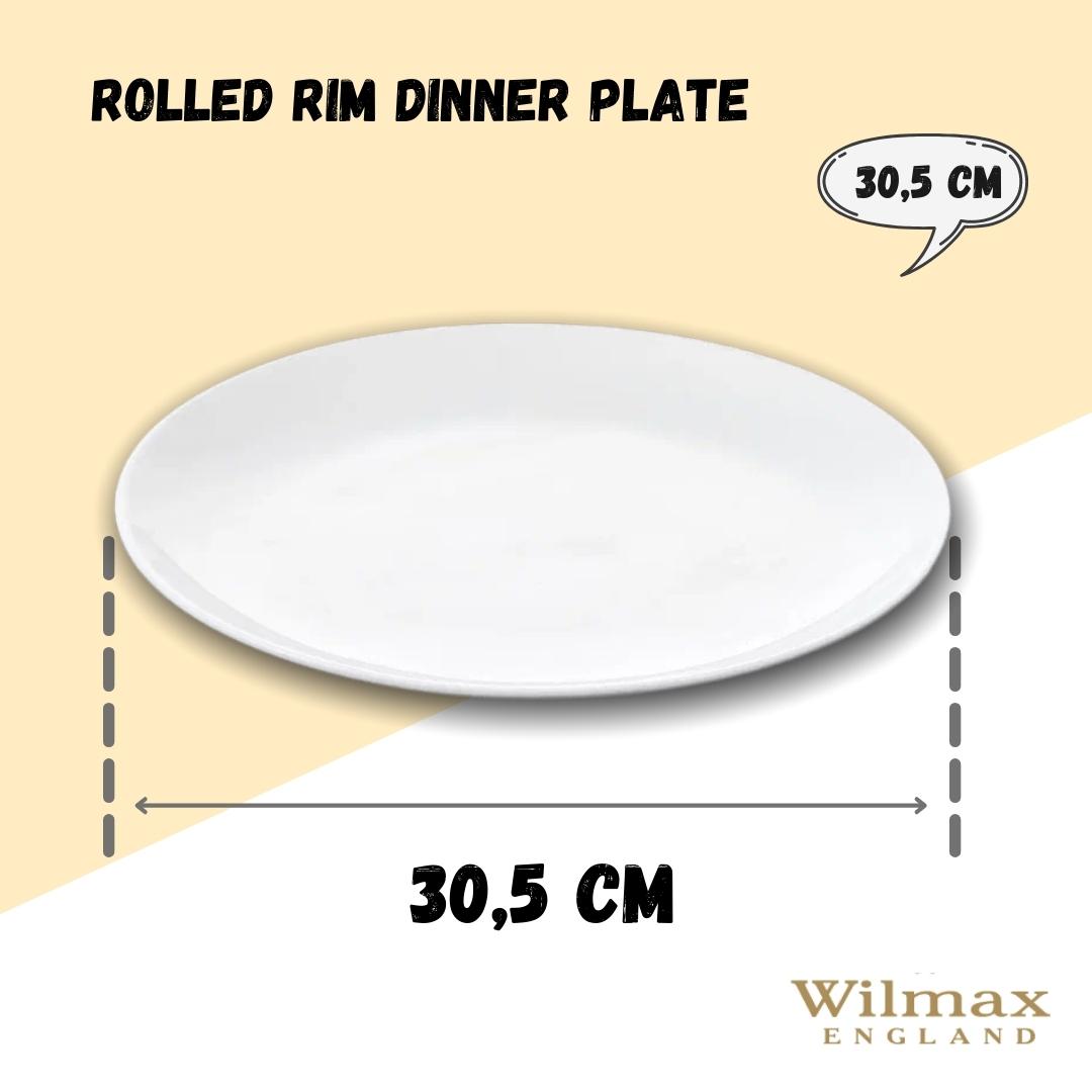Wilmax Porzellanplatte, rund mit gerolltem Rand, 30,5 cm, WL-991024/A