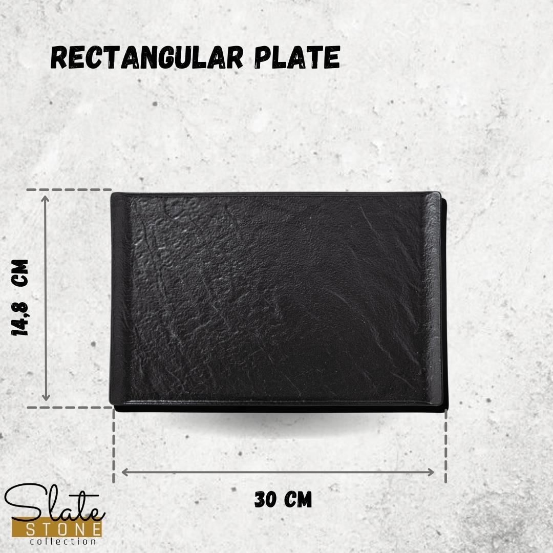 Wilmax Rechthoekig Bord SlateStone Zwart 29.5x14.5 cm 2-delig