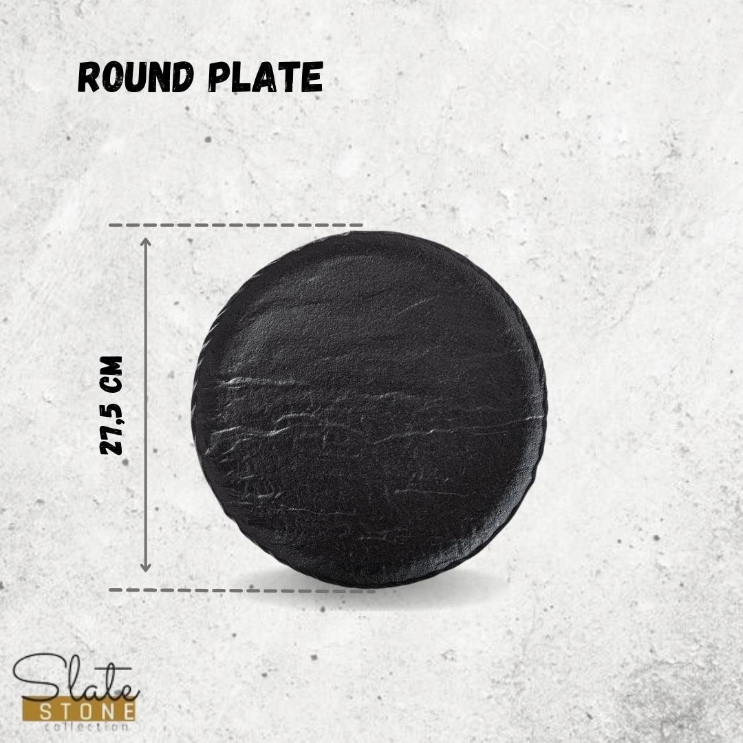 Wilmax Runde Porzellanteller Schwarz, 28 cm, 2er-Set – WL-661127/A2