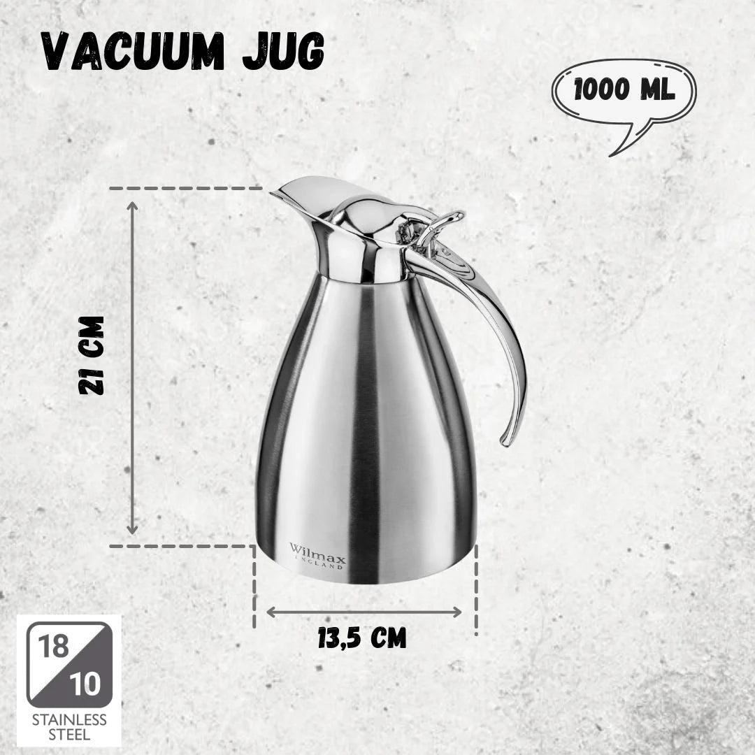 Wilmax Isolierkanne Edelstahl, 1000 ml, Doppelwandig – WL-511020115/A