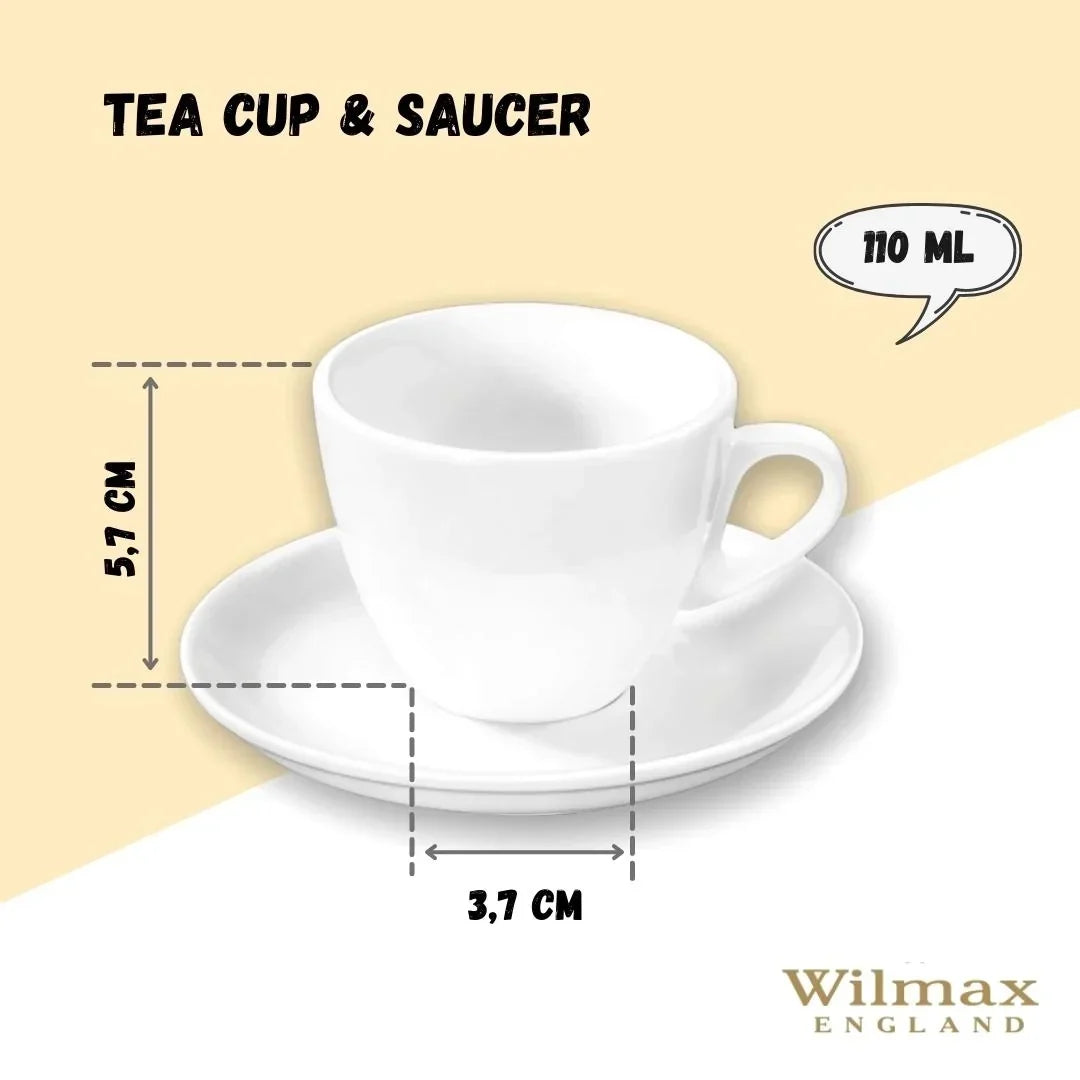 Wilmax Kop & schotel 110 ml Wit Porselein AB