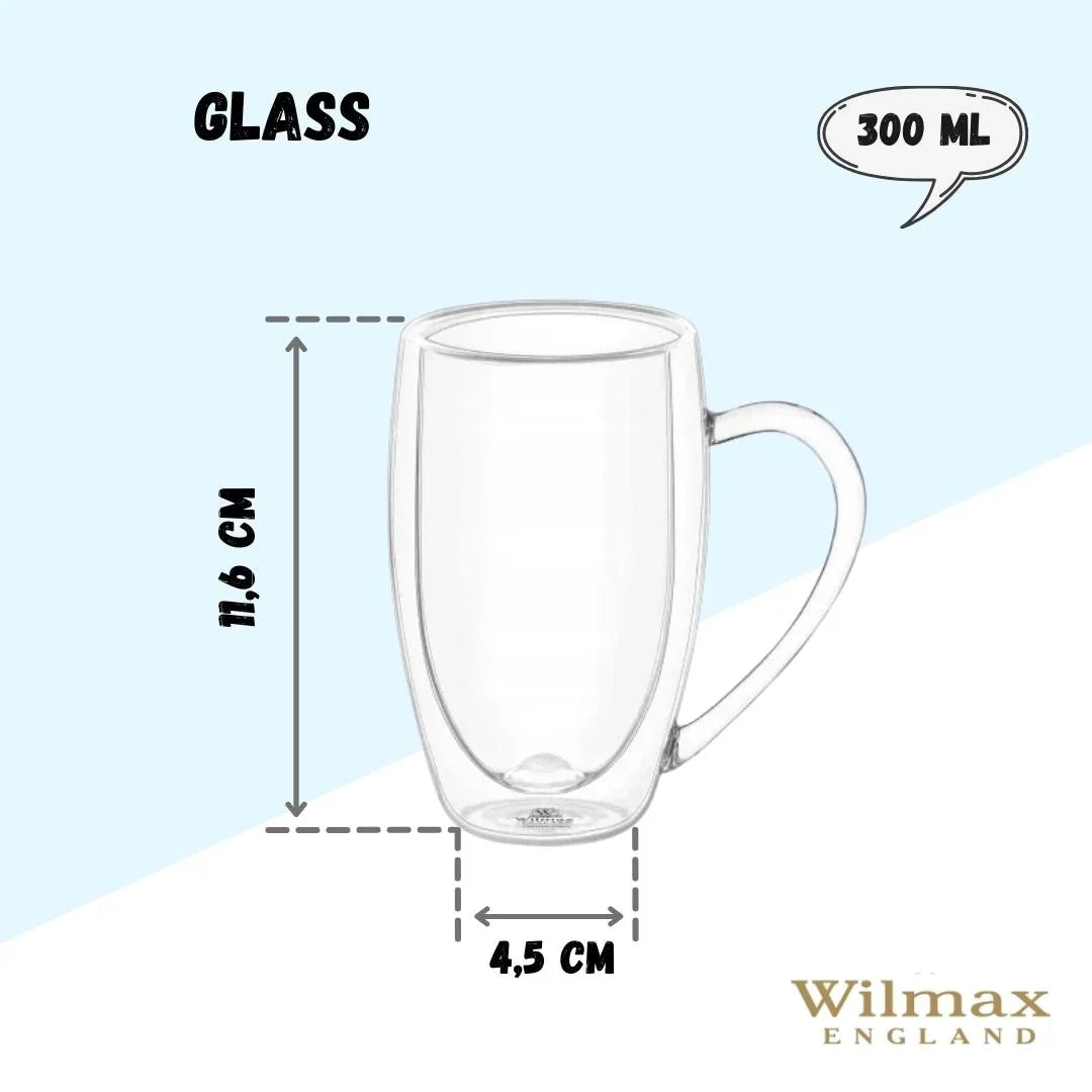 Wilmax Dubbelwandige Glazen Beker 300 ml Transparant