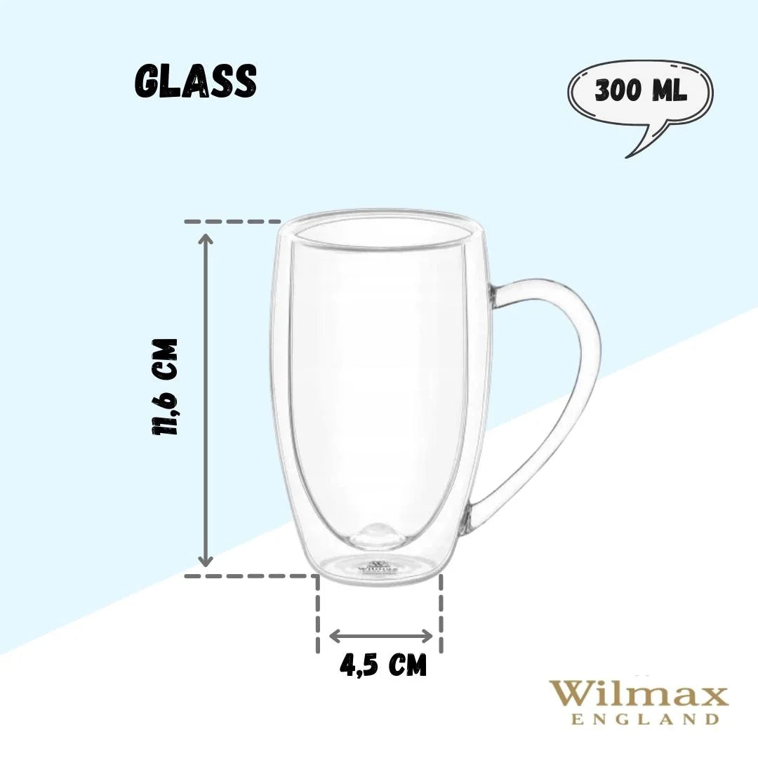 Wilmax Dubbelwandige Glazen Beker 300 ml Transparant