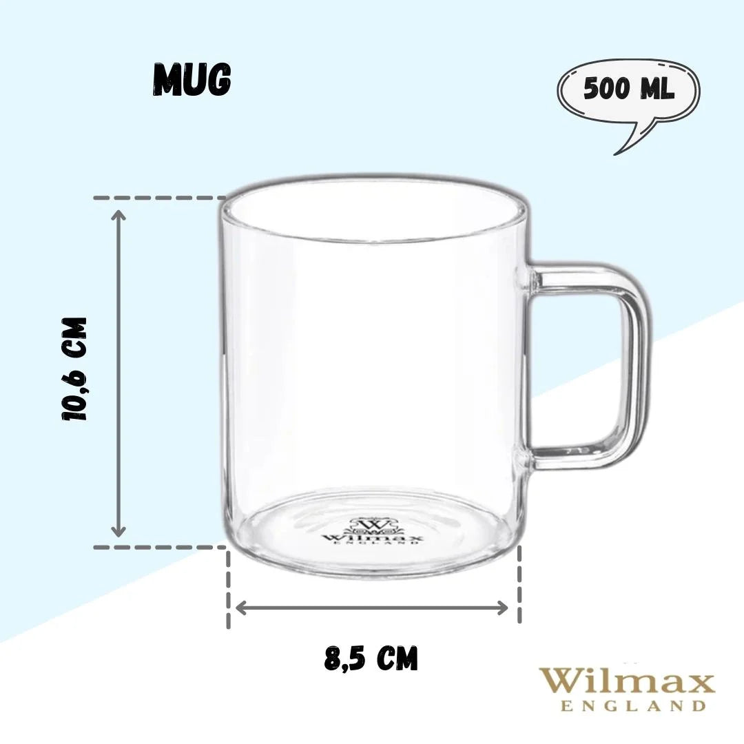 Wilmax Glas-Tasse, 500 ml, hitzebeständig, WL-888608/A