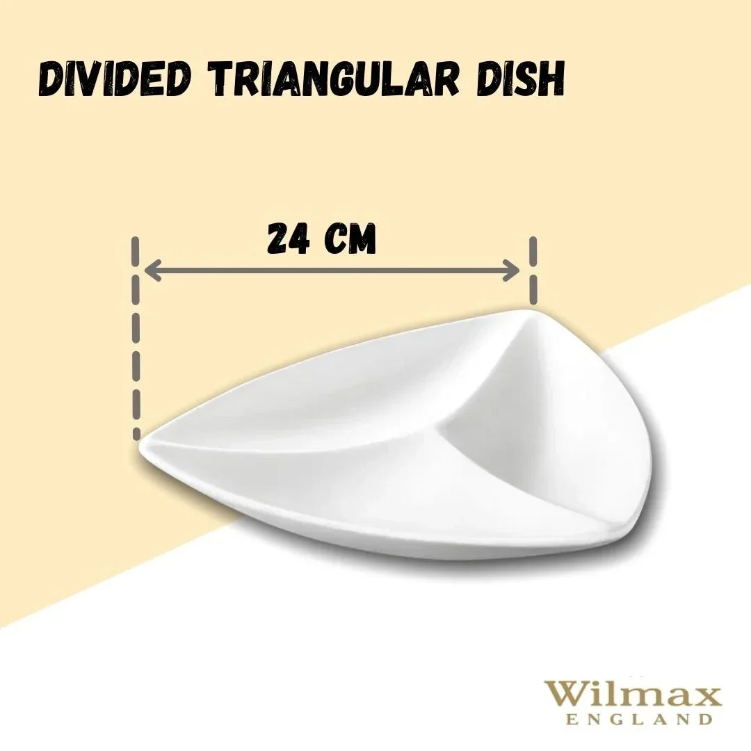 Wilmax Serveerblad 24 cm, 3-Vaks, Porselein Wit