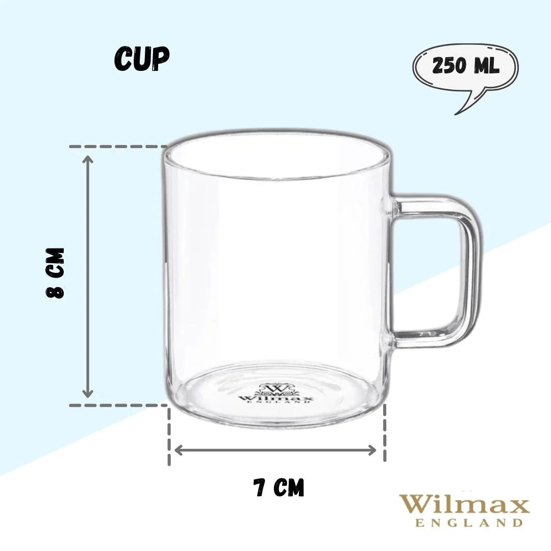 Wilmax Becher Set 6-teilig 250 ml, Borosilikatglas WL-888605/A6
