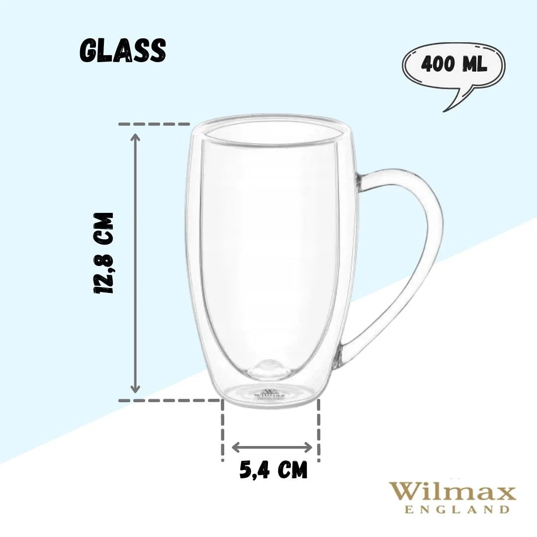 Wilmax Doppelwandiger Thermoglas-Becher, 400 ml, WL-888741/A