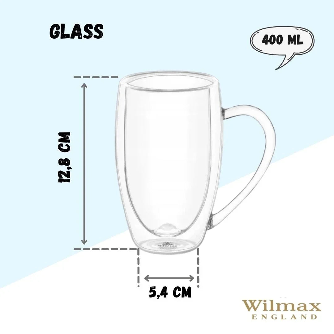 Wilmax Dubbelwandige beker 400 ml Transparant