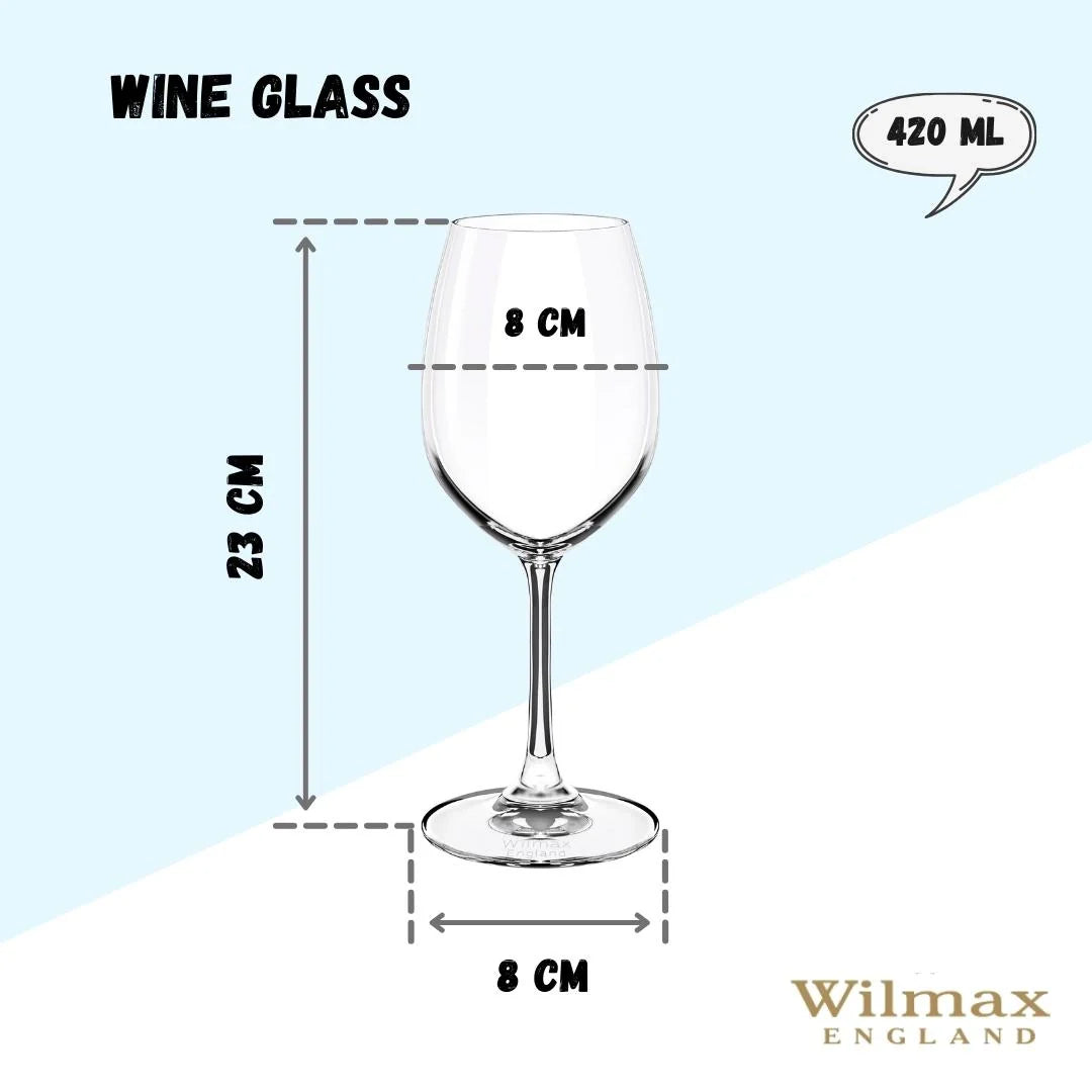 Wilmax Crystal Glass Wine Glasses Transparent 420 ml (Set of 6)