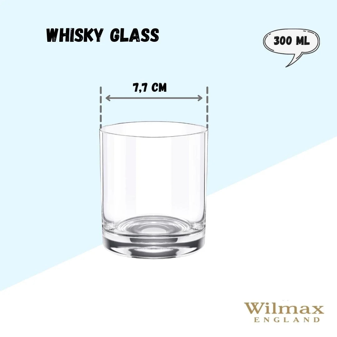 Wilmax Whiskey Glass Crystal Glass 300ml Set of 6 WL-888023/6A