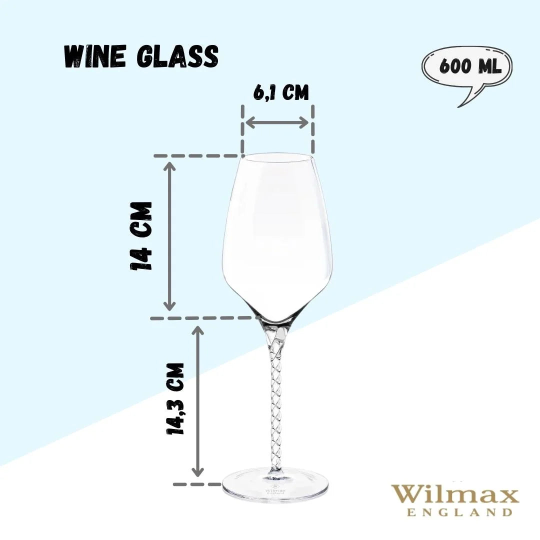 Wilmax England Wine Glass 600 ml Crystal Glass set of 2