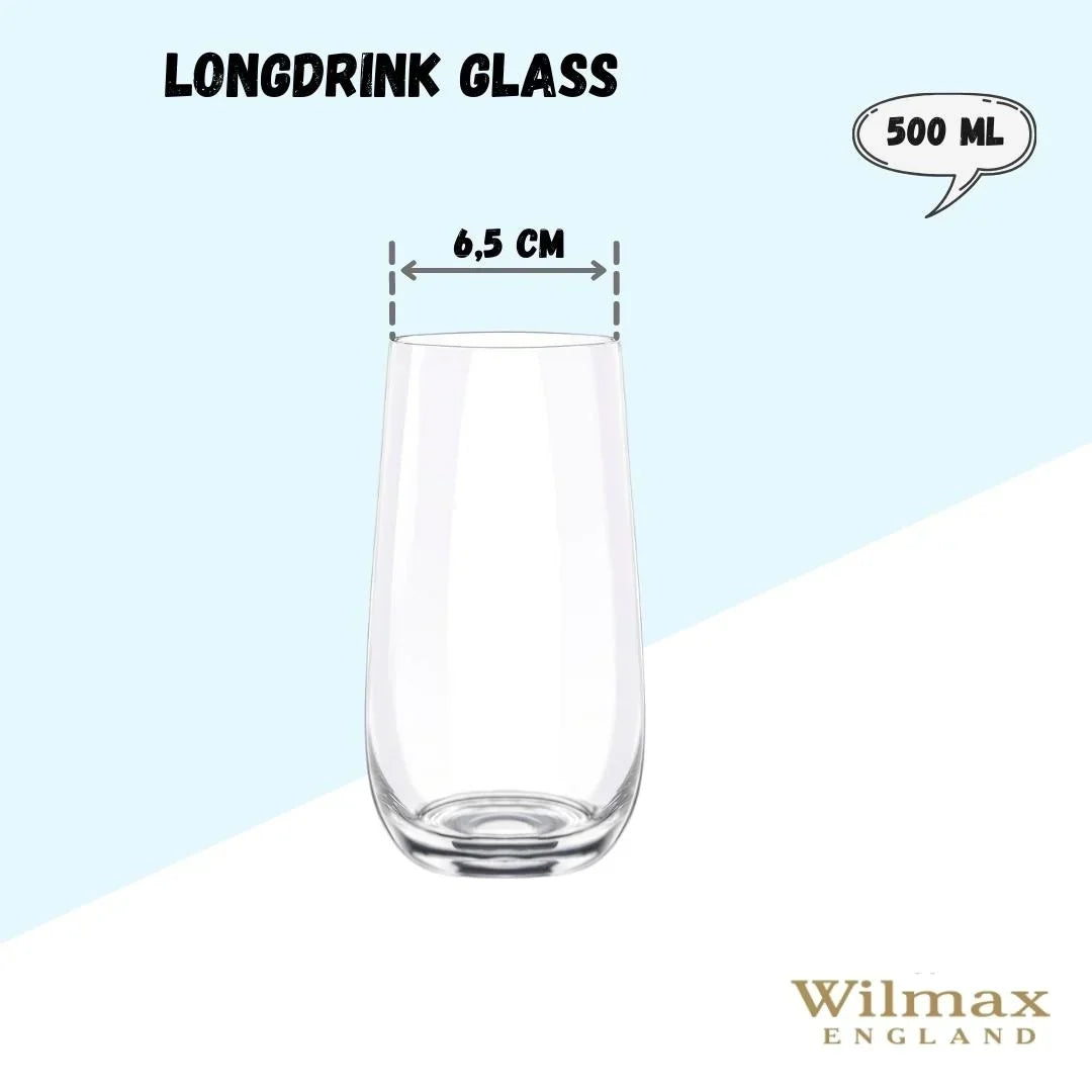Wilmax Longdrinkglas 500 ml Kristalglas Transparant 2-delige set