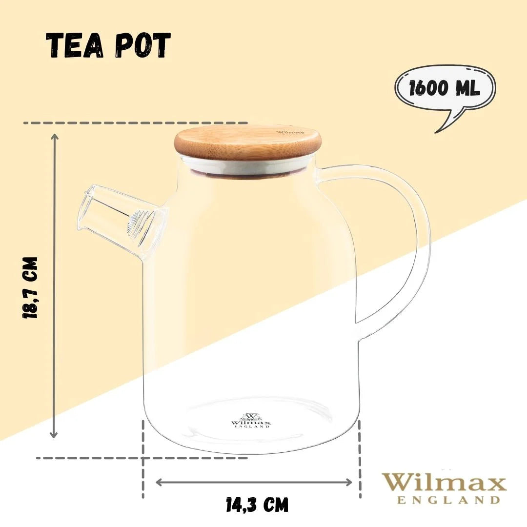 Wilmax England Teekanne, 1600 ml, Borosilikatglas, WL-888811/A