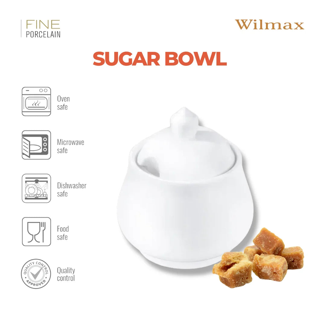 Wilmax Suikerpot met deksel 340 ml Wit Porselein