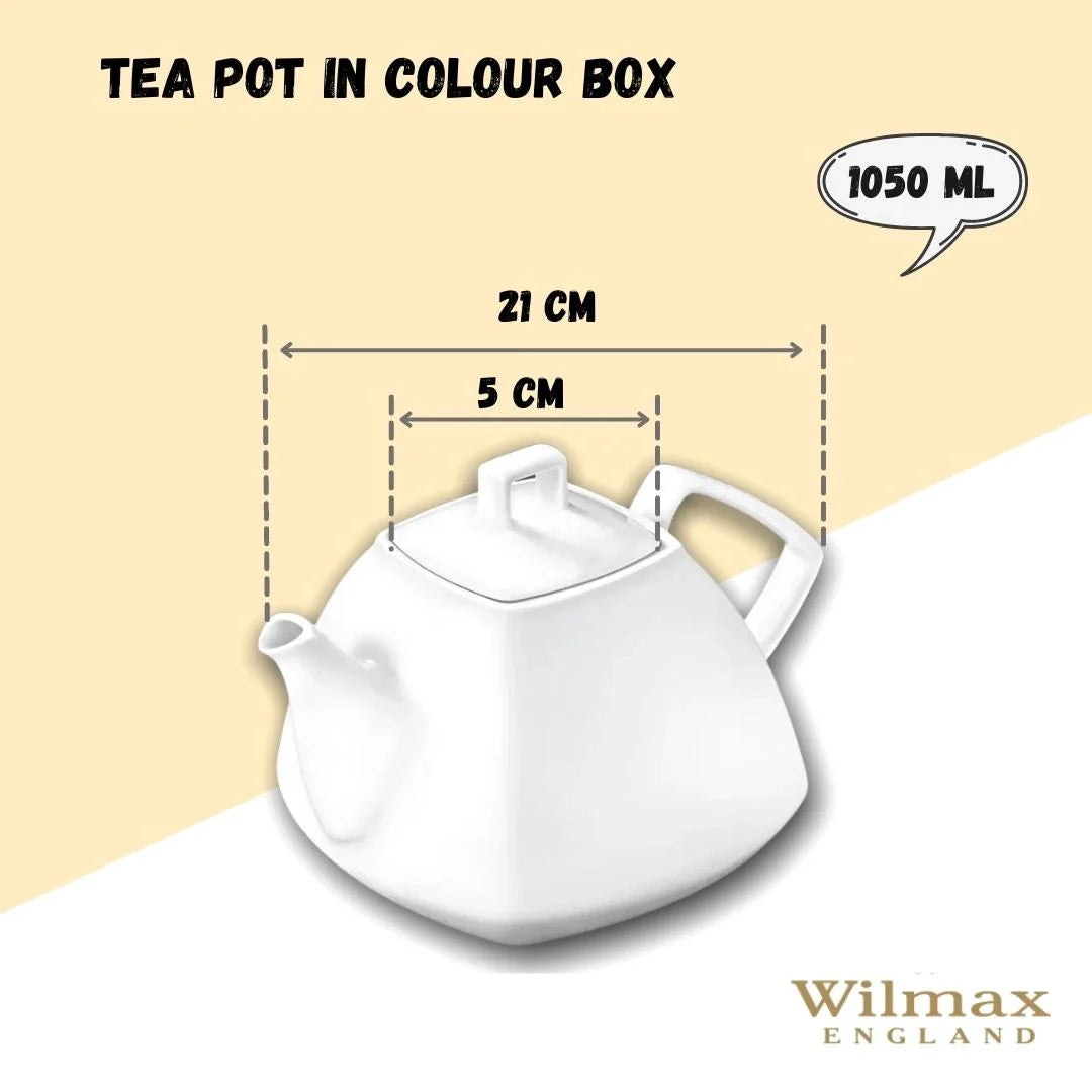 Wilmax Theepot 1050 ml van Porselein met Filter, Kleurendoos – WL-994041/1C