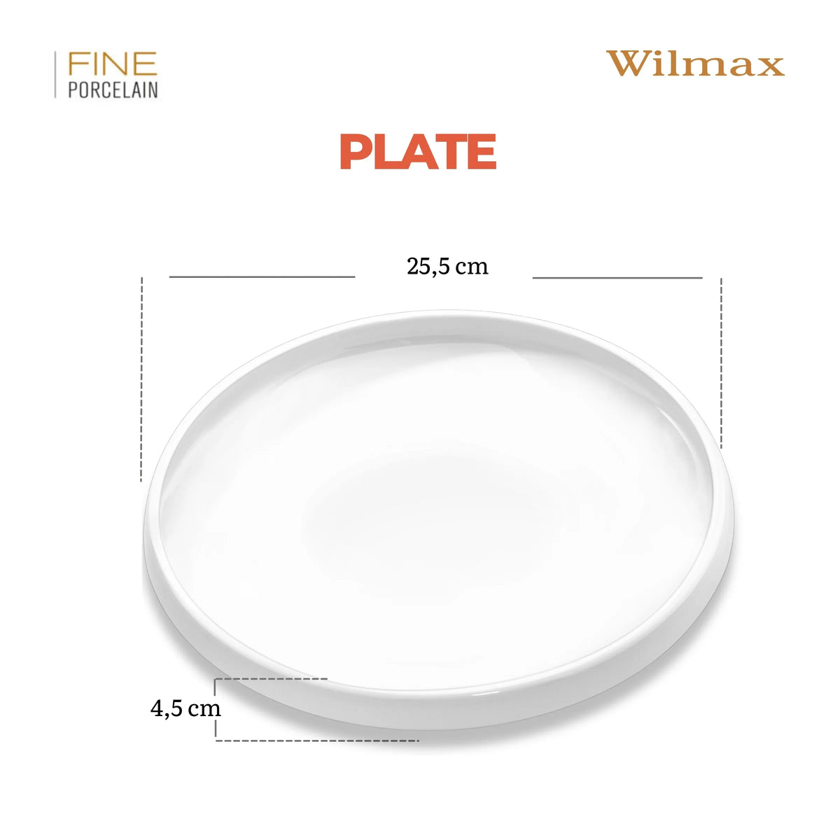 Wilmax Porseleinen Schaal Wit 25.5 cm