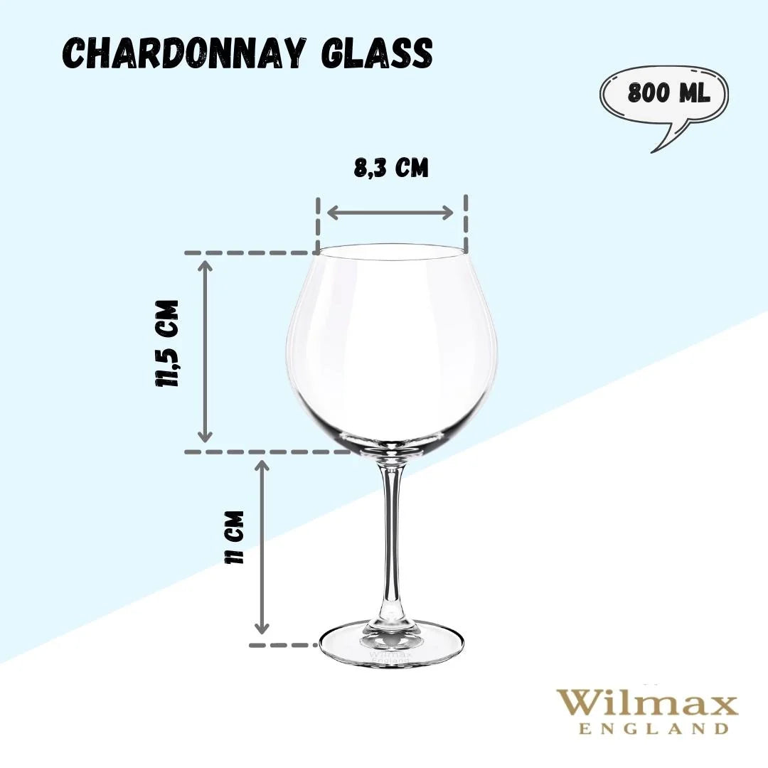 Wilmax England Wijnglas Kristalglas 800 ml Transparant Set van 6