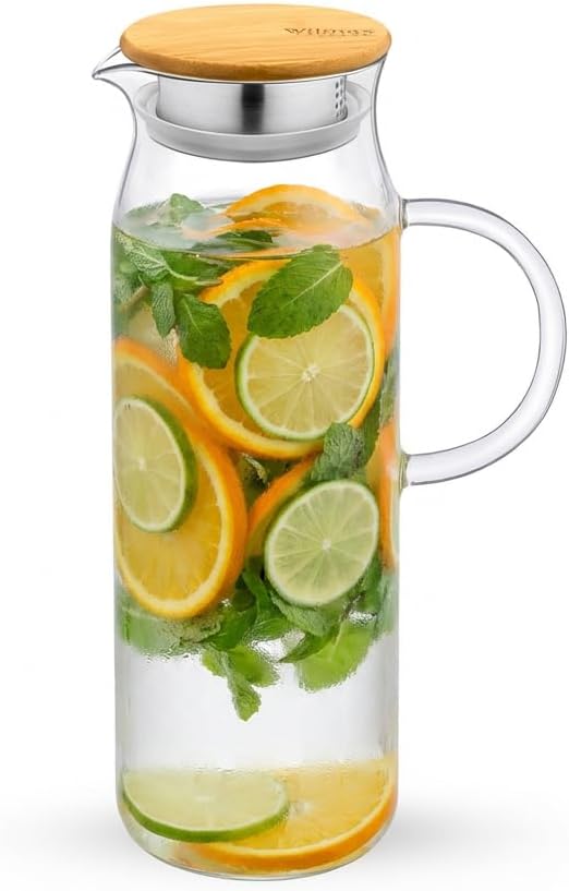 Wilmax England Thermoskan 1500ml met bamboedeksel Transparant