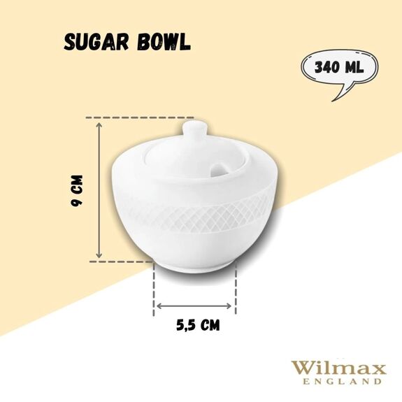 Wilmax England Suikerpot 340 ml Wit Porselein WL-880115/A