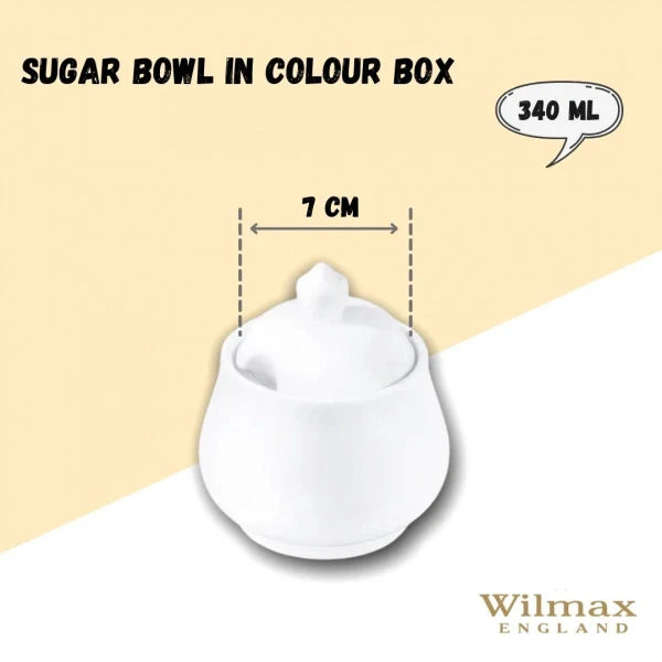 Wilmax Zuckerschüssel – 340 ml – Weißes Porzellan – Klassisches Design – WL-995019/1C