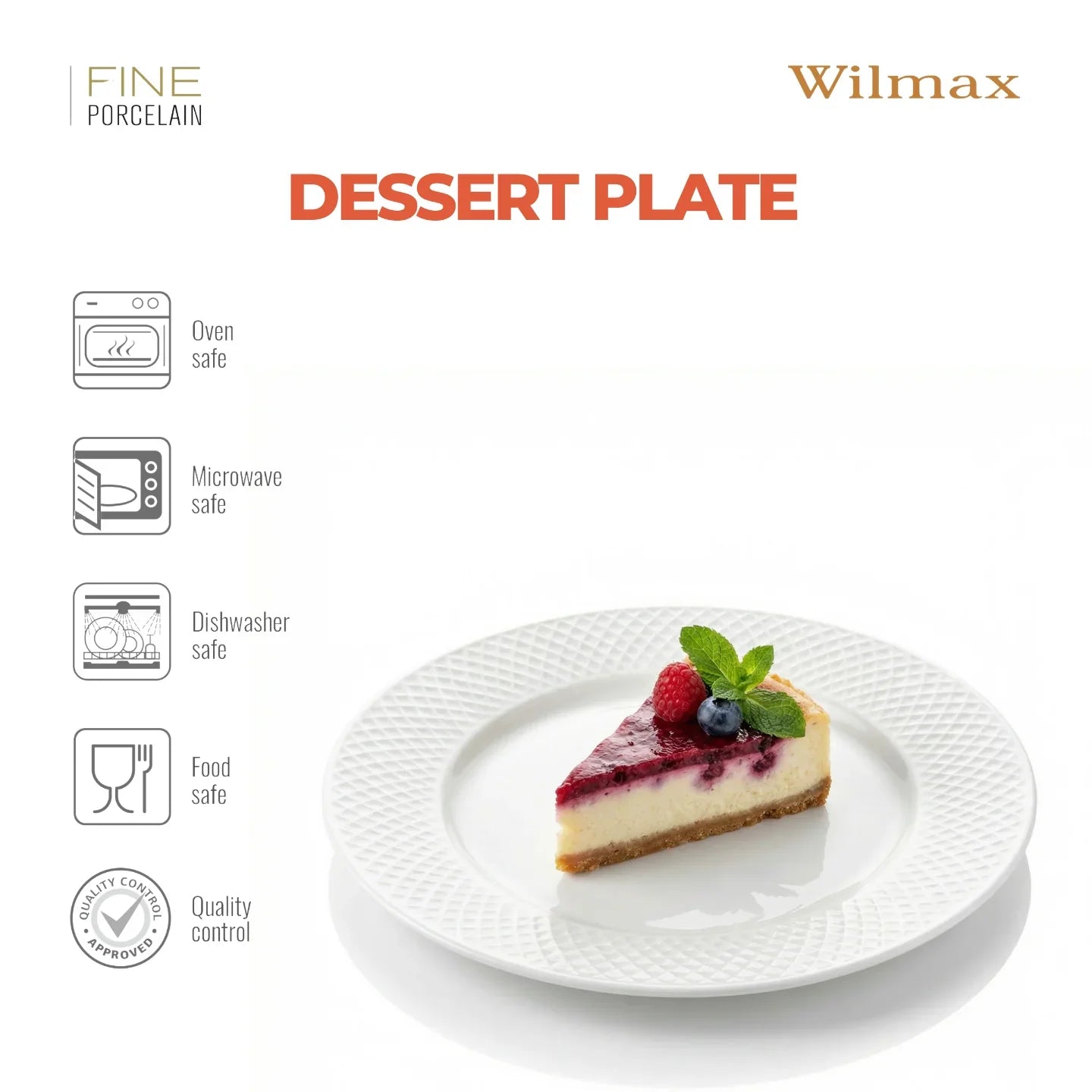 Wilmax England Borden 18 cm Wit Porselein set van 2