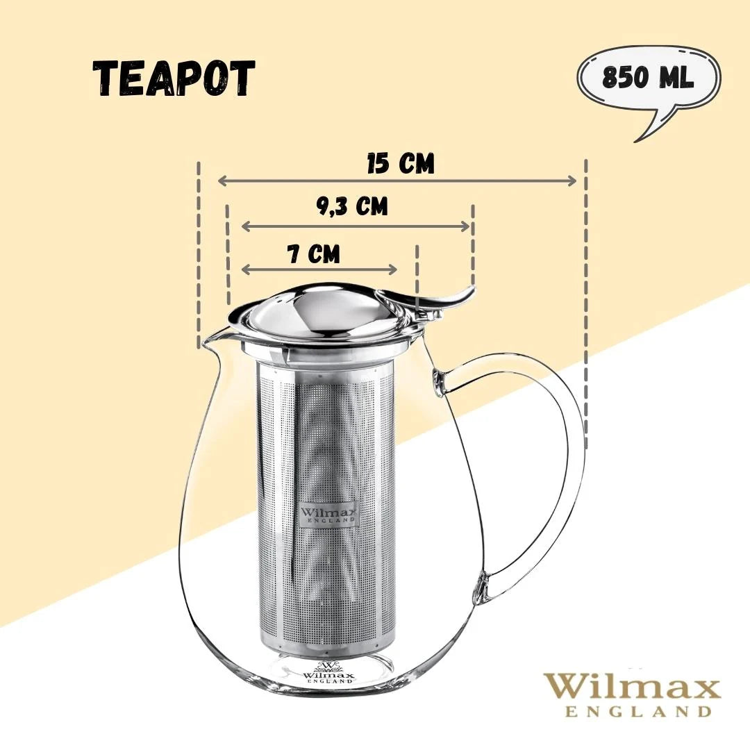 Wilmax Teekanne aus Glas mit Filter 850 ml WL-888802/A