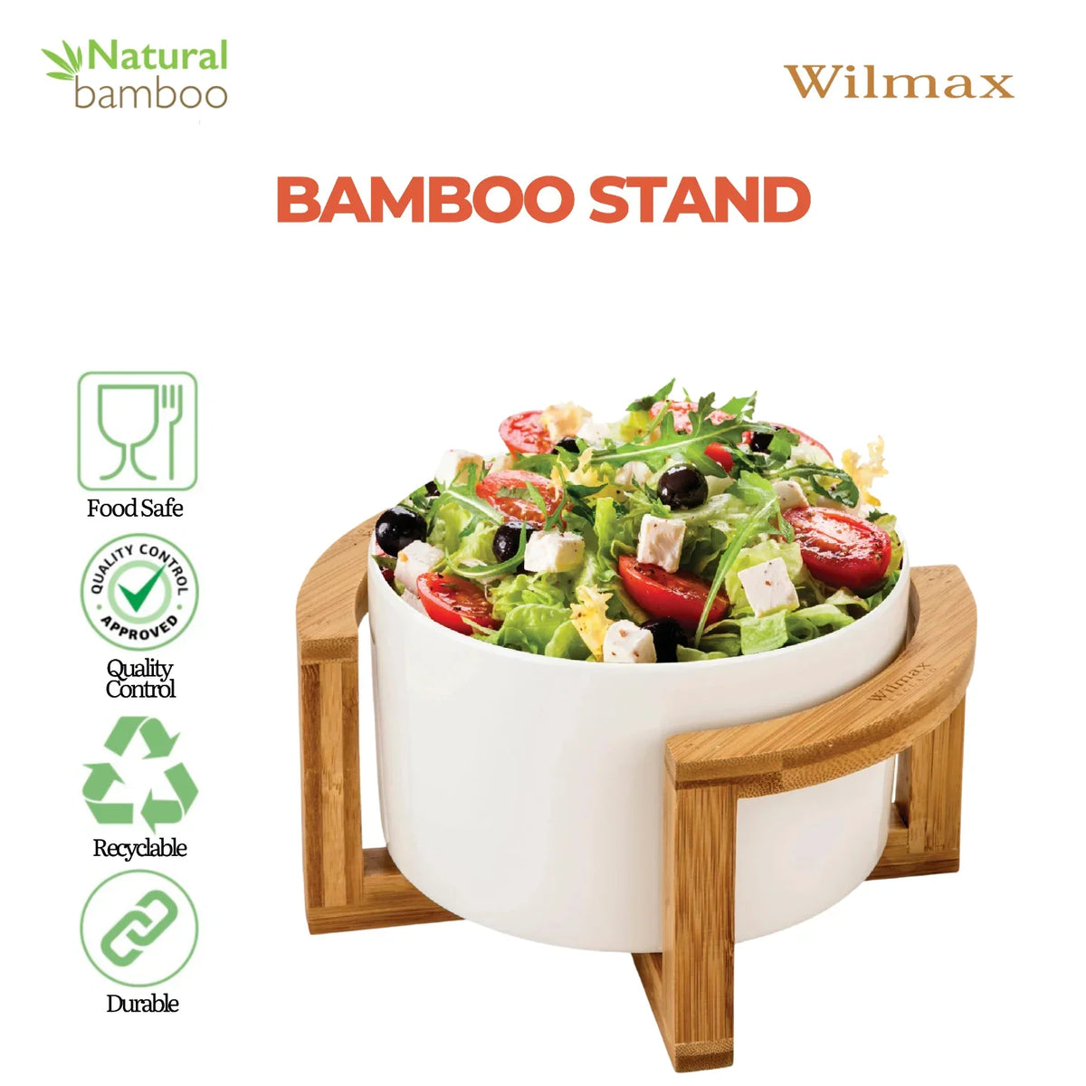 Wilmax Bamboe Rechthoekige Dienstandaard 22.5x10 Natuur