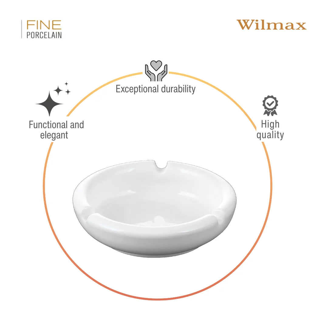 Wilmax Porseleinen Asbak 10 cm Wit
