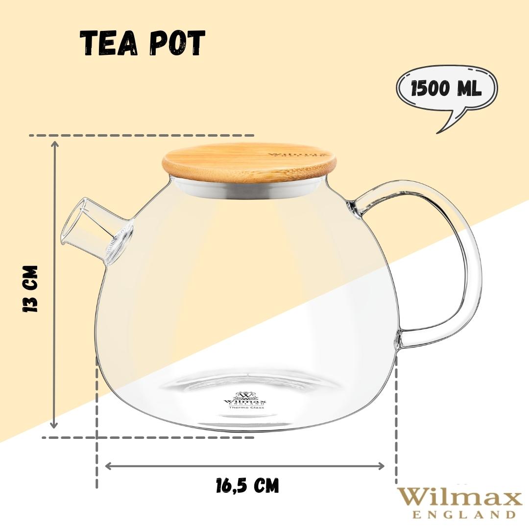 Wilmax Theepot 1500ml veervilter bamboe deksel WL-888825/A