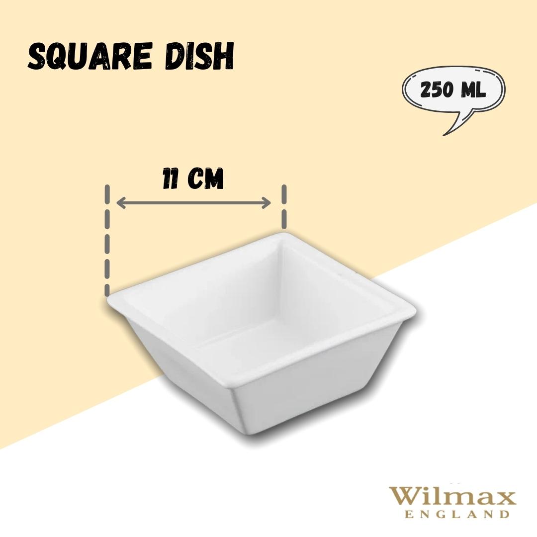 Wilmax Quadratischer Porzellanteller, 11 x 11 cm, 250 ml, WL-992387/A