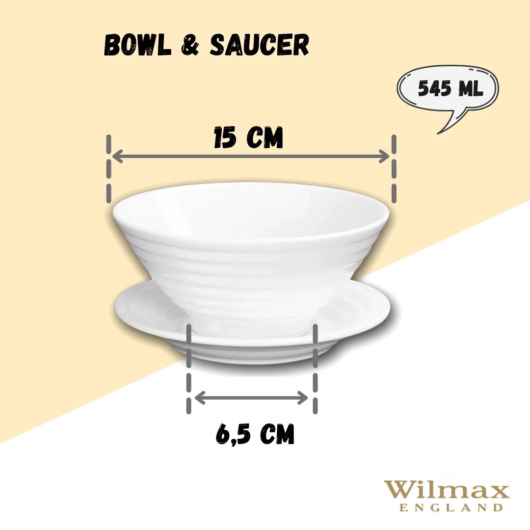 Wilmax England Porcelain Bowl & Saucer White WL-991146/AB